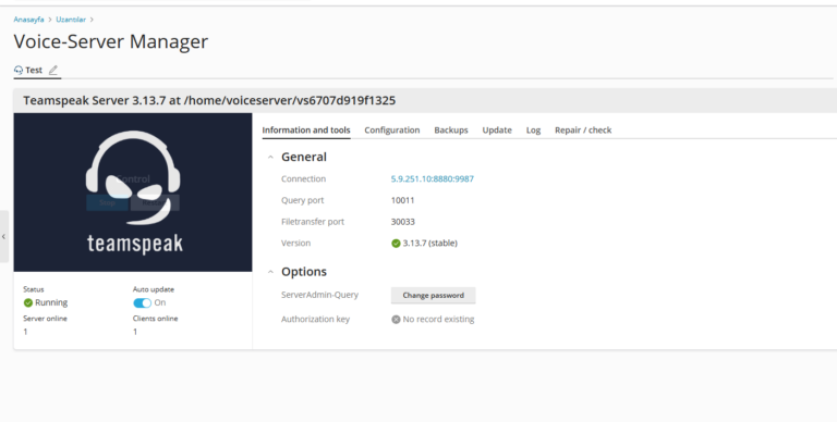Plesk panel üzerine teamspeak3 kurulumu