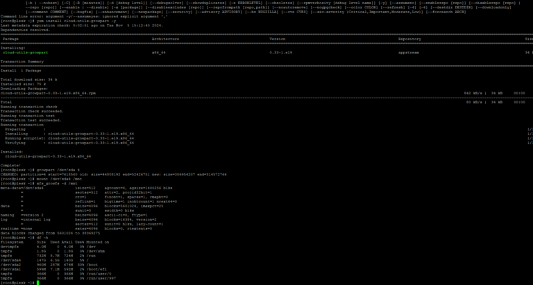 Linux Centos, Almalinux, RockyLinux disk (extended) genişletme